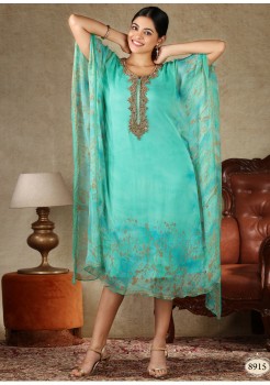 Green Georgette Chifoon Kaftan Kurti 